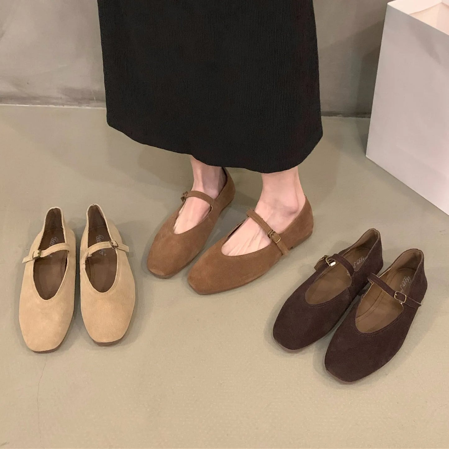 🍂 Vintage Suede Mary Jane Flats – Classic & Comfortable Women's Shoes